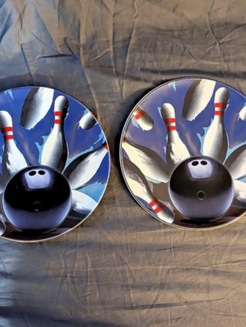 Luminarc Set Of 2 Bowling Night Serving Platters Blue & Black